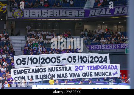 Madrid, Spanien. Oktober 2024. Oktober 2024; Wizink Center; Liga Endesa; ACB; Real Madrid vs Casademont Zaragoza; berserkersLiga ACB Basketball Real Madrid vs Casademont Zaragoza 900/Cordon PRESS Credit: CORDON PRESS/Alamy Live News Stockfoto