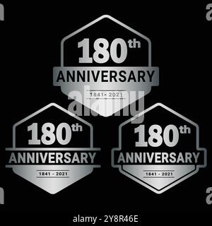 Logotype für 180-jähriges Jubiläum. Logo-Kollektion zum 180. Geburtstag. Set aus Designvorlage zum Jubiläum. Vektor und Illustration. Stock Vektor
