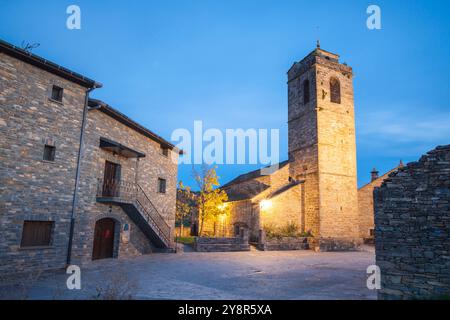 El Pueyo de Araguás Dorf in den Pyrenäen, Huesca, Spanien Stockfoto