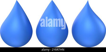 3D blaue Wassertröpfchen. Vektorabbildung Stock Vektor