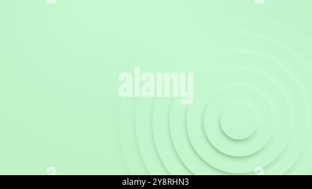 Abstrakter Hintergrund von mehrschichtigen hellgrünen Kreisen mit Schatten- und Lichteffekt. Abstraktes, hochauflösendes Kreismuster im Hintergrund. Stockfoto