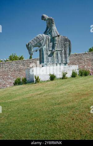 Statue des hl. Franziskus von Assisi, die Rückkehr von San Francisco in der Basilika des hl. Franziskus von Assisi. Assisi, Perugia, Umbrien, Italien Stockfoto