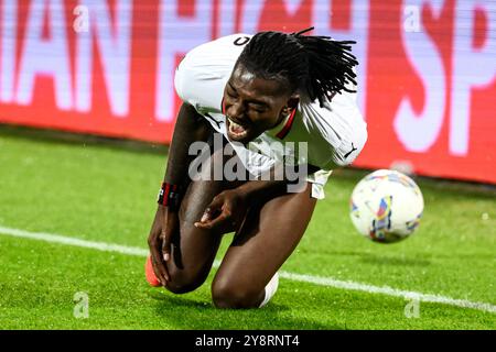 Firenze, Italien. Oktober 2024. Rafael Leao vom AC Milan reagiert während des Fußballspiels der Serie A zwischen ACF Fiorentina und AC Milan im Artemio Franchi-Stadion in Florenz (Italien) am 6. Oktober 2024. Quelle: Insidefoto di andrea staccioli/Alamy Live News Stockfoto