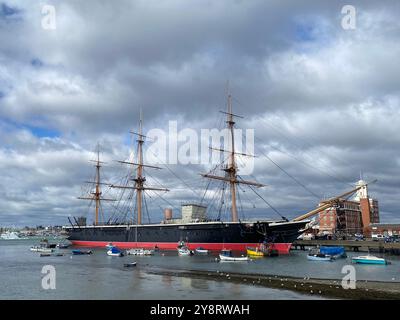 HMS Warrior Schiff in den Docks von Portsmouth Harbour, Portsmouth, Hampshire, England Stockfoto