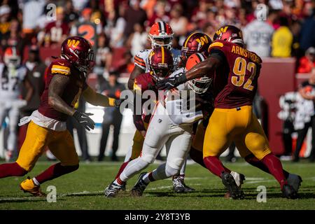 Landover, Usa. Oktober 2024. Im Northwest Stadium in Landover, Maryland am Sonntag, 6. Oktober 2024. Die Commanders besiegten 34 die Browns. Foto: Bonnie Cash/UPI Credit: UPI/Alamy Live News Stockfoto