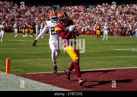 Landover, Usa. Oktober 2024. Im Northwest Stadium in Landover, Maryland am Sonntag, 6. Oktober 2024. Die Commanders besiegten 34 die Browns. Foto: Bonnie Cash/UPI Credit: UPI/Alamy Live News Stockfoto