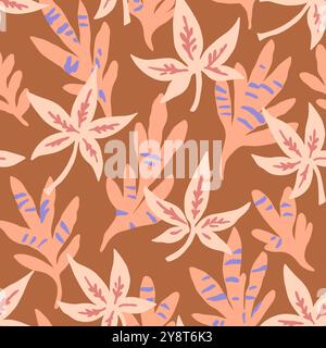 Farbenfrohes, modernes nahtloses Muster mit abstrakten Blättern. Stock Vektor