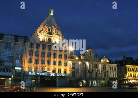 La Voix du Nord Zeitungsgebäude, Grand Place-Place General de Gaulle, Lille, Region Nord-Pas de Calais, Frankreich, Europa Stockfoto