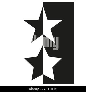 Symmetrisches schwarzes Sternsymbol. Geometrische Vektorformen. Minimalistisches Design. Isoliertes abstraktes Symbol. Stock Vektor