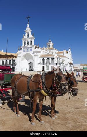 Die Kirche Nuestra Senora del Rocio in Rocio, Huelva, Andalusien, Spanien, Europa Stockfoto