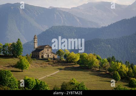 Heiligtum Santa Maria di Morinesio, Valle Maira, Cuneo. Stockfoto