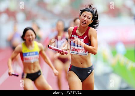 Tokio, Japan. Oktober 2024. Yuzuki Kojima Athletics : das 108. Leichtathletik-Nationalen Meisterschaften der Frauen im 4x400 m Staffelfinale im Nationalstadion in Tokio, Japan. Quelle: Naoki Nishimura/AFLO SPORT/Alamy Live News Stockfoto