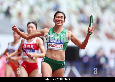 Tokio, Japan. Oktober 2024. Yu Ishikawa Athletics : das 108. Leichtathletik-Nationalen Meisterschaften der Frauen im 4x100 m Staffelfinale im Nationalstadion in Tokio, Japan. Quelle: Yohei Osada/AFLO SPORT/Alamy Live News Stockfoto