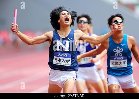 Tokio, Japan. Oktober 2024. Kenshin Kikuta Athletics : das 108. Leichtathletik-Nationalen Meisterschaften der Männer im 4x400 m Staffelfinale im Nationalstadion Tokio, Japan. Quelle: Naoki Nishimura/AFLO SPORT/Alamy Live News Stockfoto