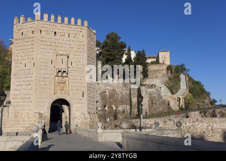 Alcantara Bridge, Toledo, Castilla la Mancha, Spanien, Europa Stockfoto