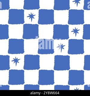 Blaues, Kariertes Sternmuster Stock Vektor