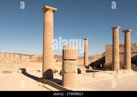 Tempel der Athene Lindia auf der Akropolis von Lindos Stockfoto