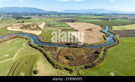 Aus der Vogelperspektive des Skagit Valley Farm Country, Washington State, USA Stockfoto