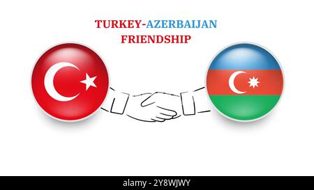Pakistanische und aserbaidschanische Fahnen im Kreis mit schüttelnder Hand. pakistan und Aserbaidschan Freundschaft. Pakistanische und aserbaidschanische Flaggen, isoliert auf weißem Hintergrund Stock Vektor