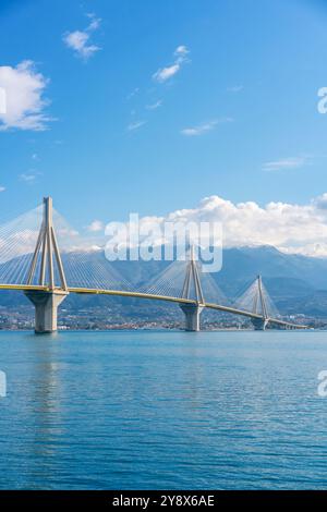 Charilaos Trikoupis Brücke zwischen Rio und Antirrio in Griechenland Stockfoto