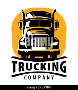 Lkw-Emblem oder -Symbol. Logovektorgrafik für Frachttransport, LKW-, Transport- oder Zustelldienst Stock Vektor