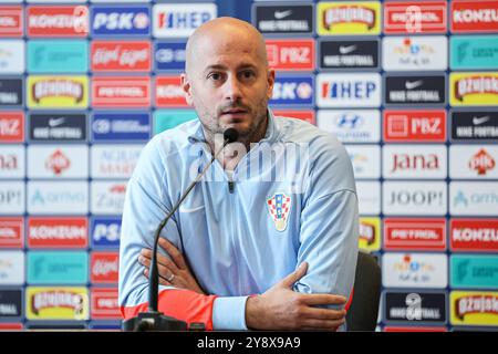 Zagreb, Kroatien. Oktober 2024. Der Sprecher des kroatischen Fußballverbandes Tomislav Pacak sprach auf einer Pressekonferenz in Zagreb, Kroatien, am 7. Oktober 2024. Foto: Luka Stanzl/PIXSELL Credit: Pixsell/Alamy Live News Stockfoto