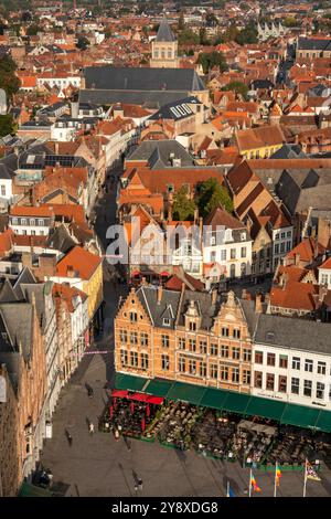 Belgien, Flandern, Brügge, Grote Markt, erhöhter Blick auf die Sint Jakobssrtraat von Belfort Stockfoto