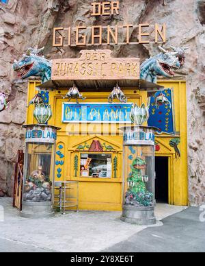 Urgewalt der Giganten, Jurassic Park Fun House, Prater Vergnügungspark, Wien, Österreich, Europa. Stockfoto