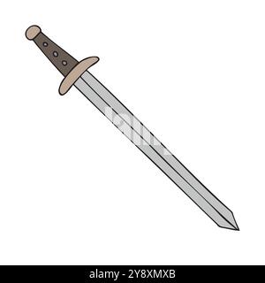 Vektor Hand gezeichnete Kritzelskizze farbiges Schwert isoliert auf weißem Hintergrund Stock Vektor