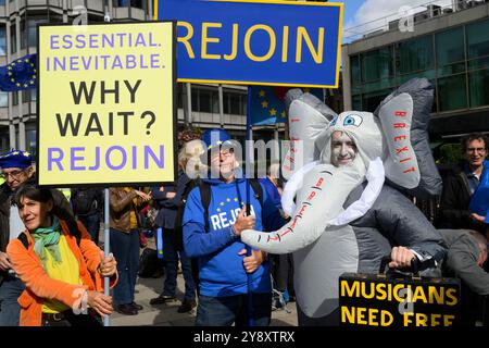 Der Beginn des National Rejoin (Europa)-Marsches ein Anti-Brexit-Protest, der marsch begann in der Park Lane und endete mit einer Kundgebung auf dem Parliament Square. Stockfoto