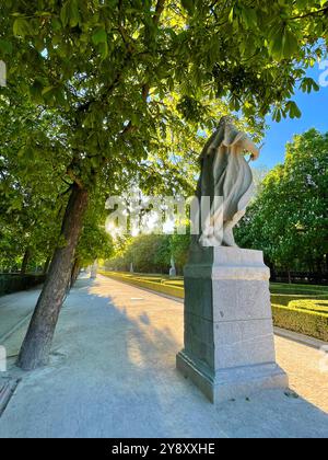 Paseo de las Estatuas. El Retiro Park, Madrid, Spanien. Stockfoto