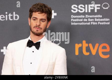 Donostia, Spanien. September 2024. Andrew Garfield nimmt an der Abschlusszeremonie während des 72. San Sebastian International Film Festival im Kursaal Palace Teil. (Foto: Nacho Lopez/SOPA Images/SIPA USA) Credit: SIPA USA/Alamy Live News Stockfoto