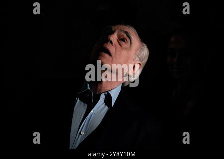 Der amerikanische Regisseur Martin Scorsese wurde während einer Pressekonferenz bei einer Galazeremonie im 85 Meter hohen Atriumtempel des Hauses Mole Antonelliana in Turin, Nordwesten Italiens, verliehen 2024. Sport - Fußball . (Foto: Marco Alpozzi/Lapresse) Stockfoto