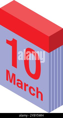 Kalender mit Datum vom 10. märz für Terminerinnerungen, besondere Termine oder Zeitnachweis Stock Vektor