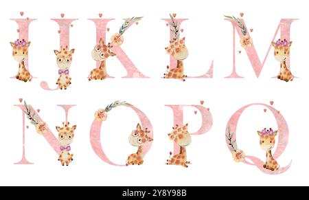 Aquarelltiere Buchstaben. Stock Vektor