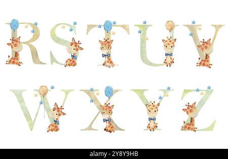 Aquarelltiere Buchstaben. Stock Vektor