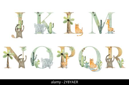 Aquarelltiere Buchstaben. Stock Vektor