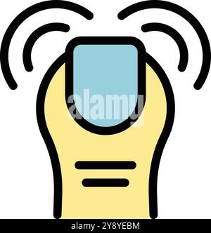 Dieses Symbol zeigt die Betätigung des Touchscreens mit einem Finger an, wobei Rückkopplungswellen vom Kontaktpunkt ausgehen Stock Vektor