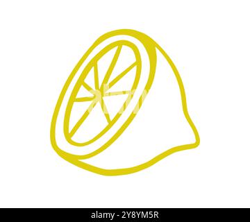 Symbol Für Vektor-Halbschicht-Sketch-Kontur-Doodle Mit Zitrone Stock Vektor
