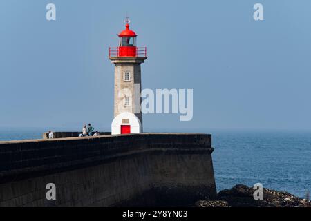 Farolim de Felgueiras, Leuchtturm, Porto, Portugal Stockfoto