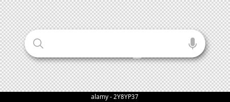 Dies ist ein schlankes und minimalistisches Design für eine Suchleiste mit einem Mikrofonsymbol für einfache Sprachbefehle Stock Vektor