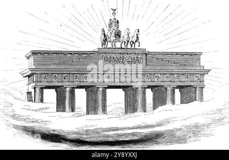 Das neoklassizistische Denkmal aus dem 18. Jahrhundert mit seiner Quadriga, von der Ostseite aus gesehen, Berlin, Deutschland, historische Illustration 1882 Stockfoto