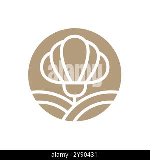 Vektor einfache Blume Logo beige Linie Design. Elegantes Element im trendigen linearen Stil. Abstraktes Emblem für Blumengeschäfte oder Studios, Hochzeit Stock Vektor