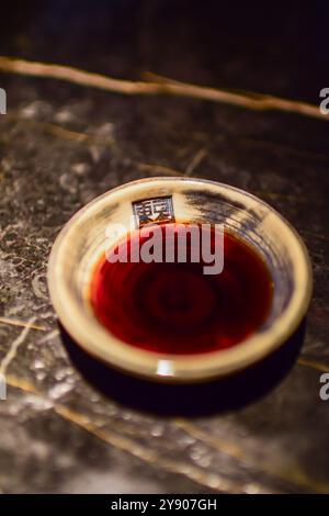 Sojasauce im japanischen Restaurant Stockfoto