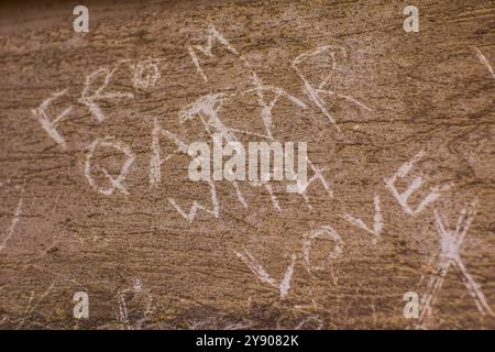 "Aus Katar mit Liebe", geschrieben an der Wand Stockfoto