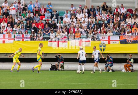 Göteborg, Schweden, 16. Juli 2024. Moment im Qualifikationsspiel zur UEFA Women's EURO 2025 zwischen Schweden und England. Endergebnis: 0-0. Stockfoto