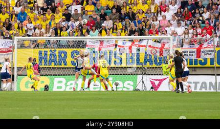 Göteborg, Schweden, 16. Juli 2024. Moment im Qualifikationsspiel zur UEFA Women's EURO 2025 zwischen Schweden und England. Endergebnis: 0-0. Stockfoto