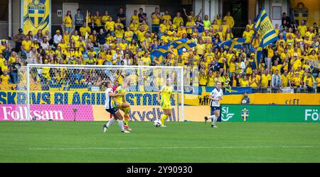 Göteborg, Schweden, 16. Juli 2024. Moment im Qualifikationsspiel zur UEFA Women's EURO 2025 zwischen Schweden und England. Endergebnis: 0-0. Stockfoto