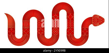 Geometrische Schlange umreißen. Chinesisches Neujahrssymbol 2025. Stock Vektor