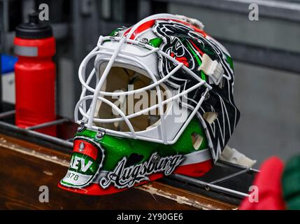 Augsburg, Deutschland. Oktober 2024. Augsburger Torwartmaske/Maske. Deutschland, Augsburger Panther gegen Grizzlys Wolfsburg, Eishockey, DEL, 7. Spieltag, Saison 2024/2025, 06.10.2024. Foto: Eibner-Pressefoto/Heike feiner Credit: dpa/Alamy Live News Stockfoto